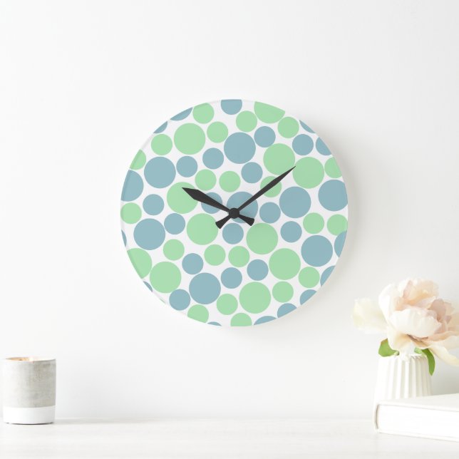 Relógio de Parede com Pontos Azul Pastel e Verde M (Lar)