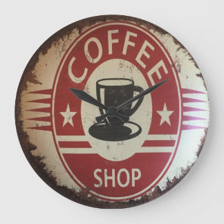 Relógio de parede com sinal de compro de café com
