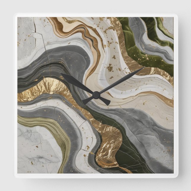 Relógio de parede com sonhador design de mármore v (Frente)