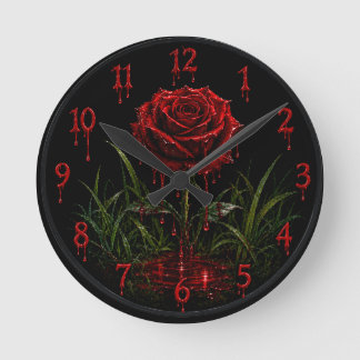 Relógio de Parede Crimson Rose Gothic Blood Drip –