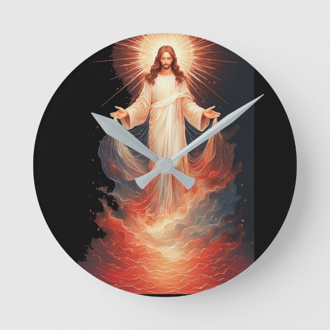 Relógio de Parede Cristão Cristo Glorioso Ressusci (Frente)