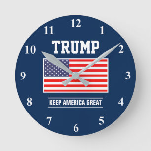 Relógio de parede da bandeira dos EUA Donald Trump