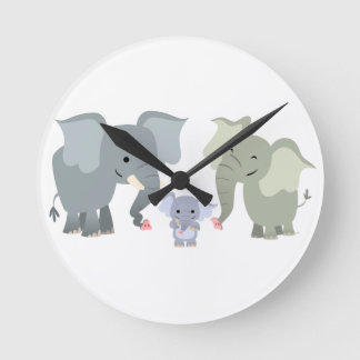 Relógio de Parede da Família Elefante de Cartoon B