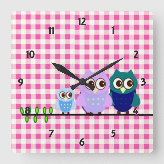 Relógio de Parede da Família Owls (Frente)