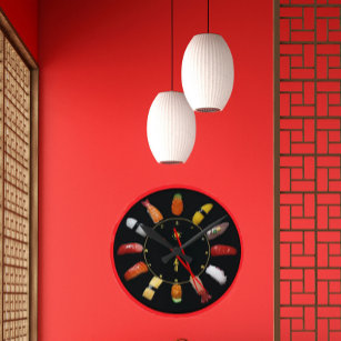 relógio de parede da placa sushi