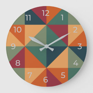 Relógio de Parede das Cores Geométricas Retro
