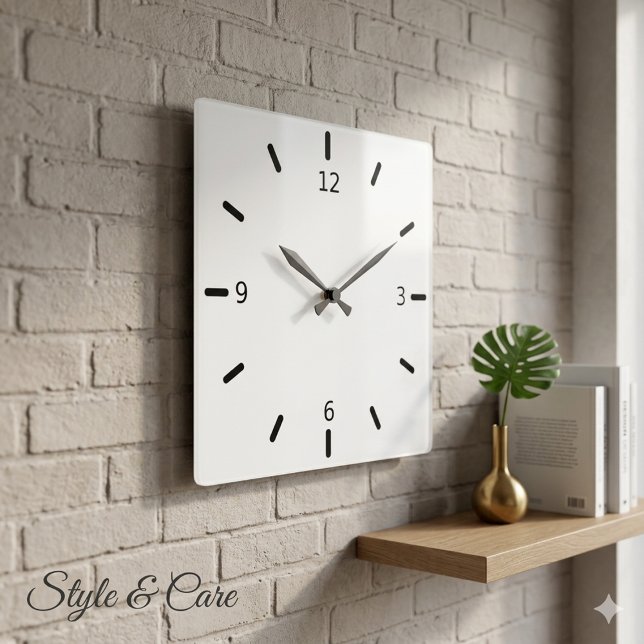 Relógio de Parede de 10,75", em quadrinhos acrílic (Minimalist Acrylic Square 10.75 Wall Clock)