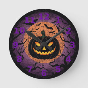 Relógio de Parede de Abóbora Preta de Halloween