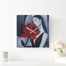 Relógio de Parede de Acrílico Arte Moderna Mulher 