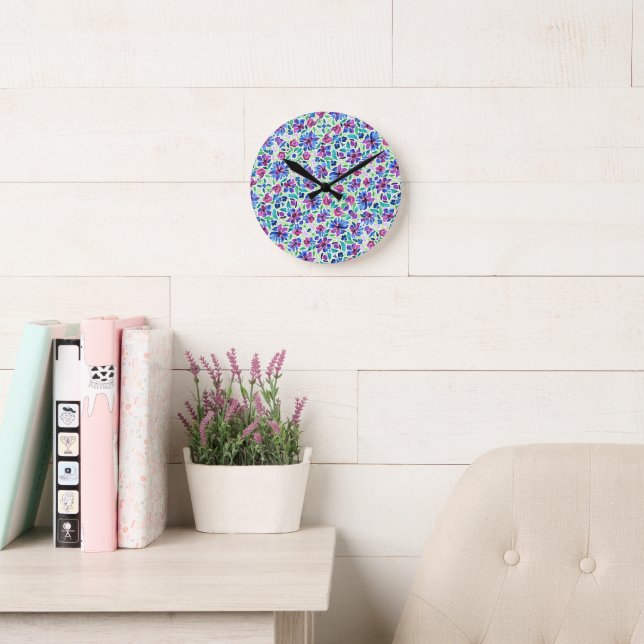 Relógio de Parede de Acrílico com Padrão Floral Ab (Sala de leitura)
