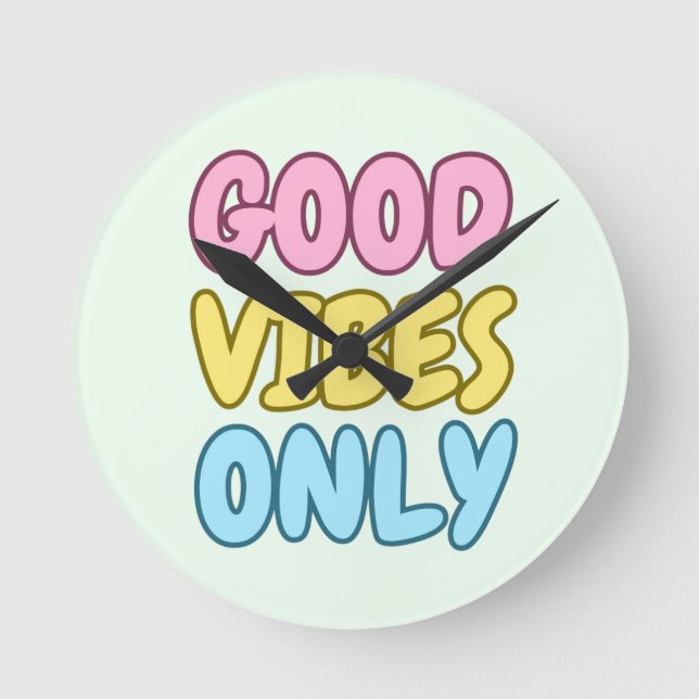 Relógio de Parede de Acrílico Good Vibes Only (Frente)