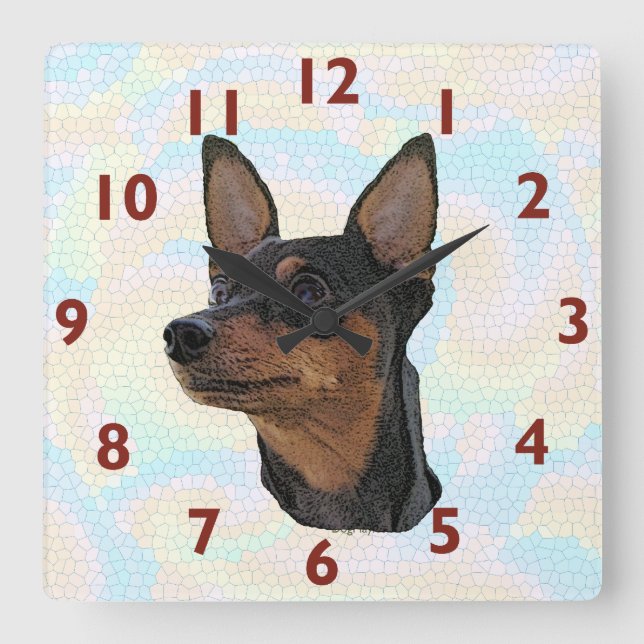 Relógio de Parede de Arte Miniatura Pinscher (Frente)