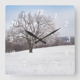 Relógio de Parede de Árvore Inverno