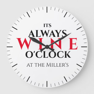 Relógio de Parede de Bar "É Hora do Vinho" Engraça