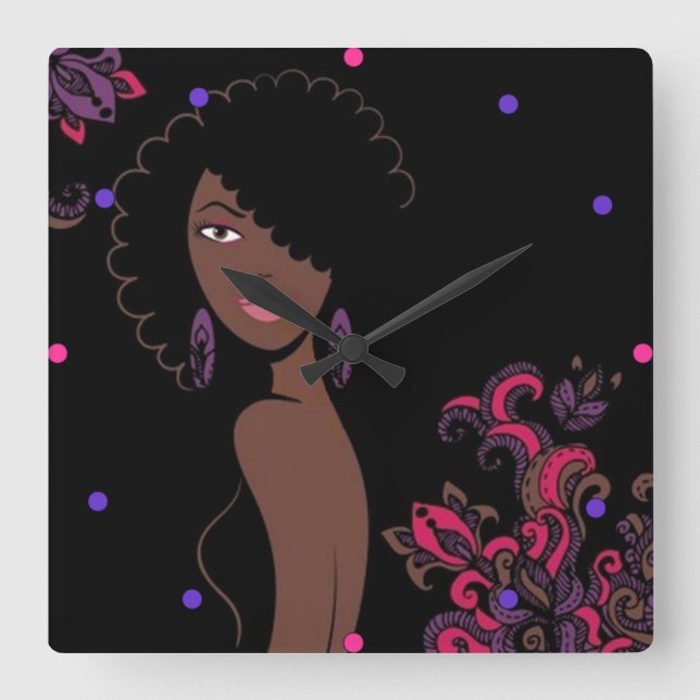 Relógio de Parede de Bela Afrocêntrica (Frente)