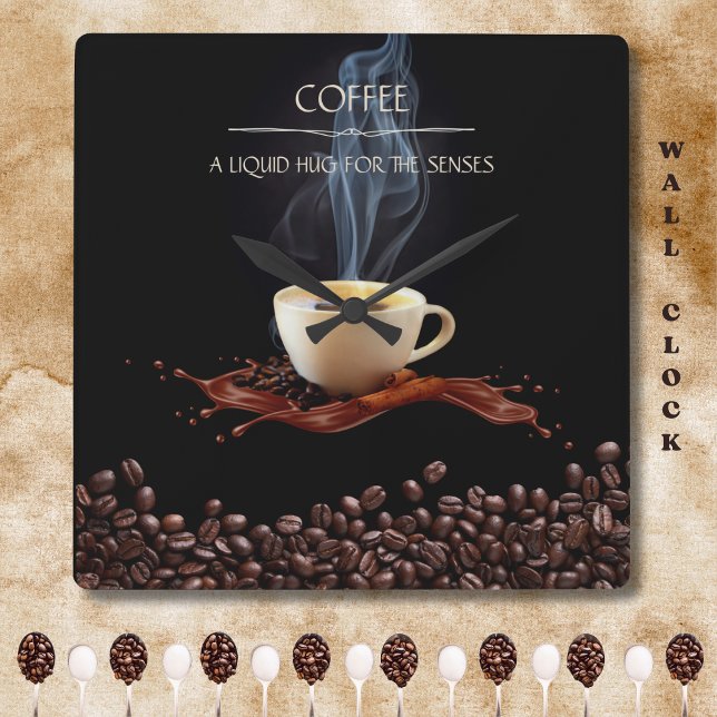 Relógio de Parede de Café Abraço Líquido para os S (Liquid Hug for the Senses Coffee Wall Clock)