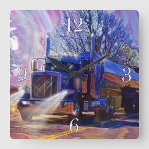 Relógio de Parede de Caminhão-Caminhão Azul-Tanker