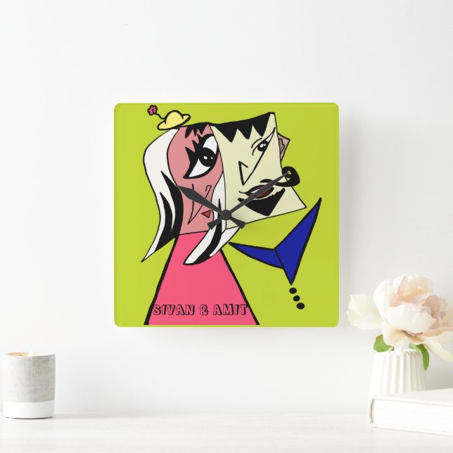 Relógio de Parede de Cartoon de Casal Cubo Persona (Lar)