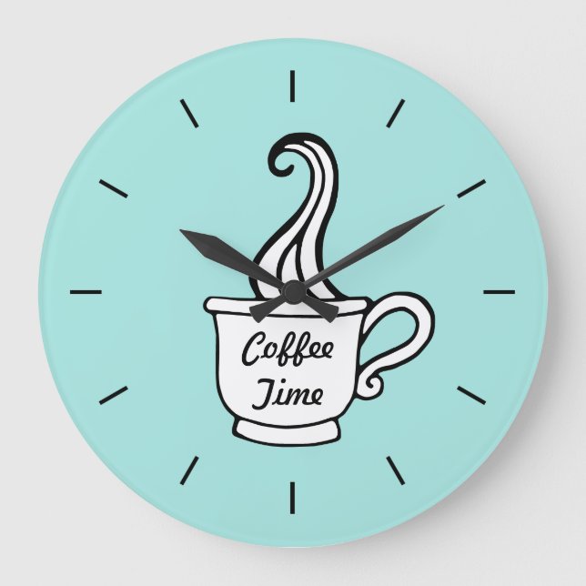 Relógio de Parede de Cozinha de Café Retro Aqua Di (Frente)