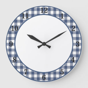 Relógio de Parede de Cozinha em Azul Gingham Patri