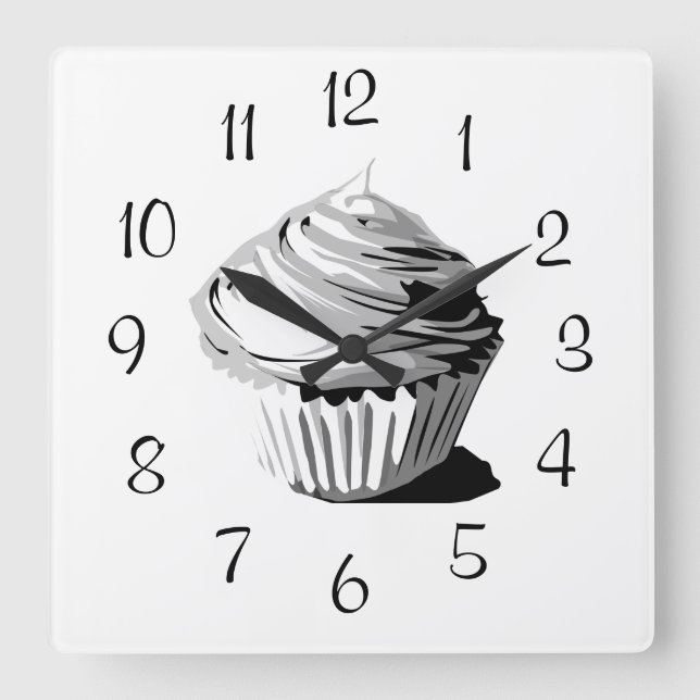 Relógio de parede de cupcake vetor cinza (Frente)