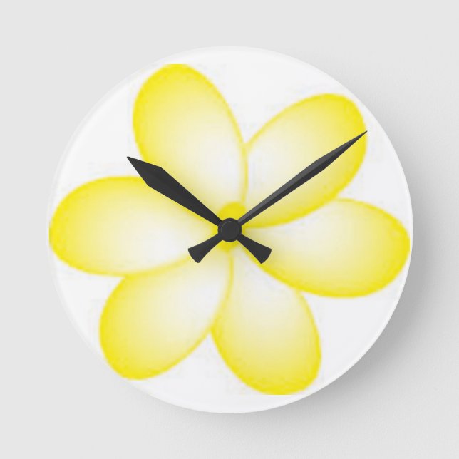 Relógio de Parede de Design de Plumeria Amarelo (Frente)