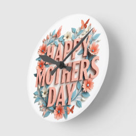 Relógio de Parede de Dia de as mães Feliz Floral