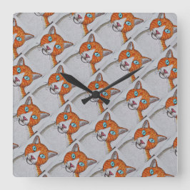 Relógio de Parede de Gato laranja e branco