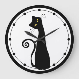 Relógio de Parede de Gato Negro