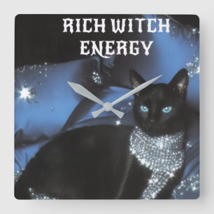 Relógio de Parede de Halloween Gato Preto Energia