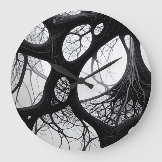 Relógio de Parede de Intratos Orgânicos Escuros (Frente)