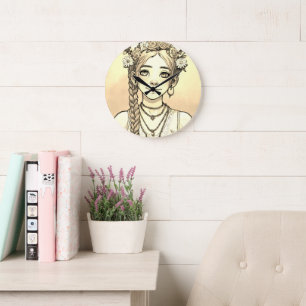 Relógio de parede de jovens mulheres