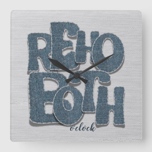 Relógio de Parede de Letra de Denim da Praia de Re (Frente)