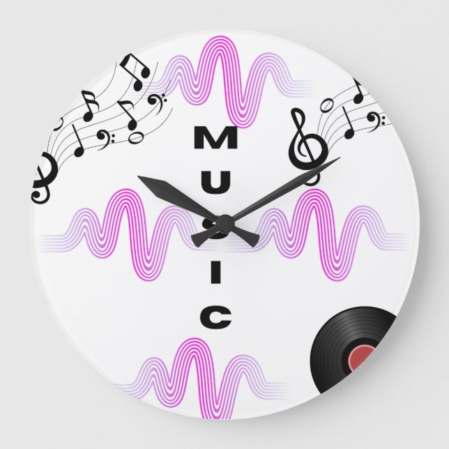 Relógio de Parede de Música Moderna | Design de On (Frente)