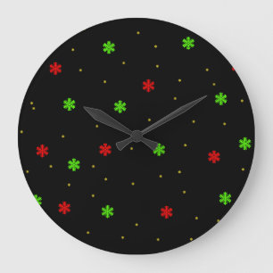 Relógio de Parede de Natal Floco de Neve Vermelho