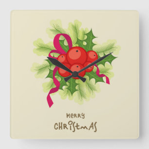 Relógio de Parede de Natal Holly Berry