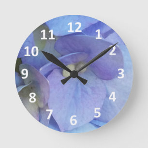 Relógio de Parede de Numerações de Flores Azuis