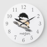 Relógio de Parede de Pássaros de Chickadee Persona