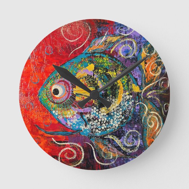 Relógio de Parede de Peixes (Frente)