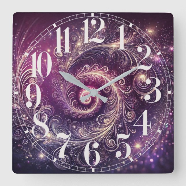 Relógio de Parede de Penas Galácticas (Frente)