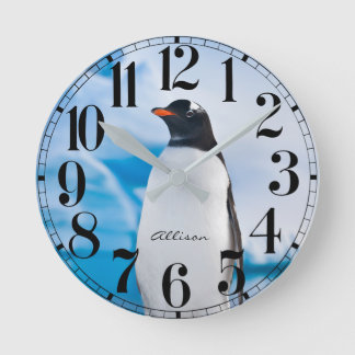Relógio de Parede de Pinguins Personalizado