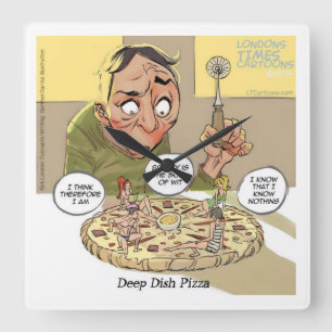 Relógio de Parede de Pizza Deep Dish com Filosofia