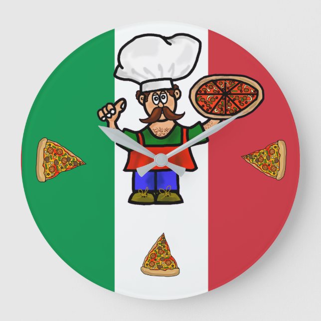 Relógio de Parede de Pizza Italiana (Frente)