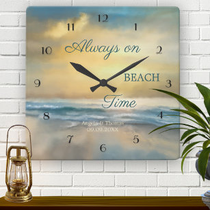 Relógio de Parede de Praia Pintado com Belas Artes