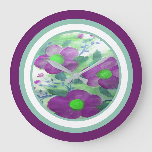 Relógio De Parede De Púrpura Com Teal (Frente)