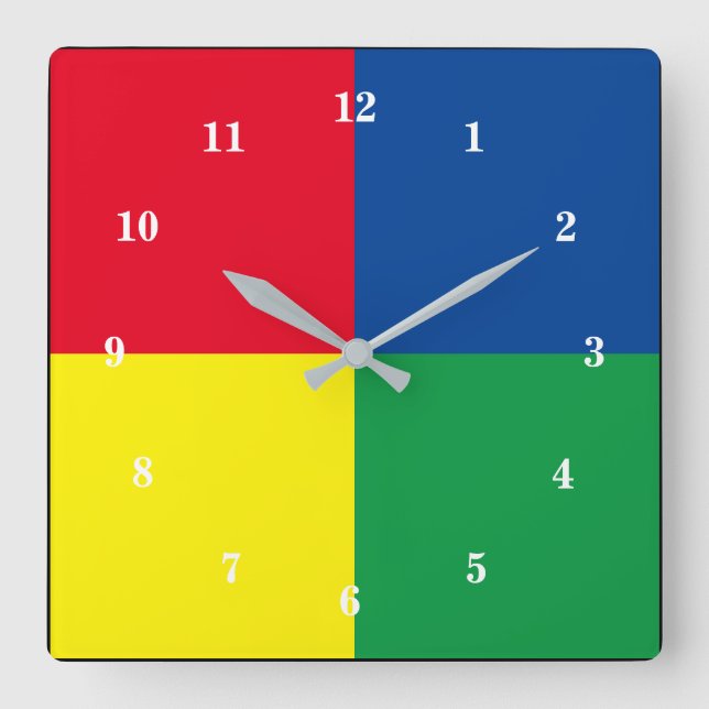 Relógio de Parede de Quatro Cores - Escolher Cores (Frente)