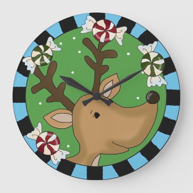 Relógio de Parede de Reindeer de Feriado (Frente)