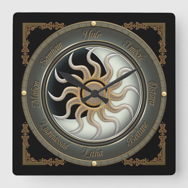 Relógio de Parede de Rodas Pagan Sun e Moon (Frente)