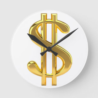 Relógio de Parede de Sinal de Dólar Dourado