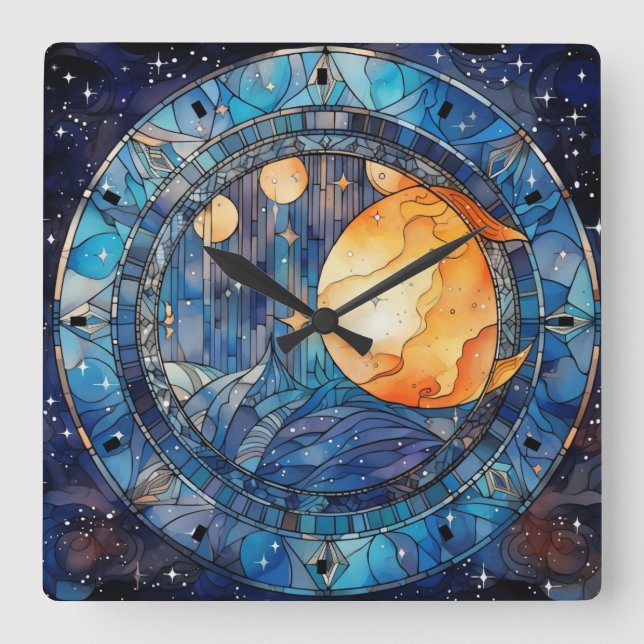 Relógio de Parede de Vidro Celestial (Frente)